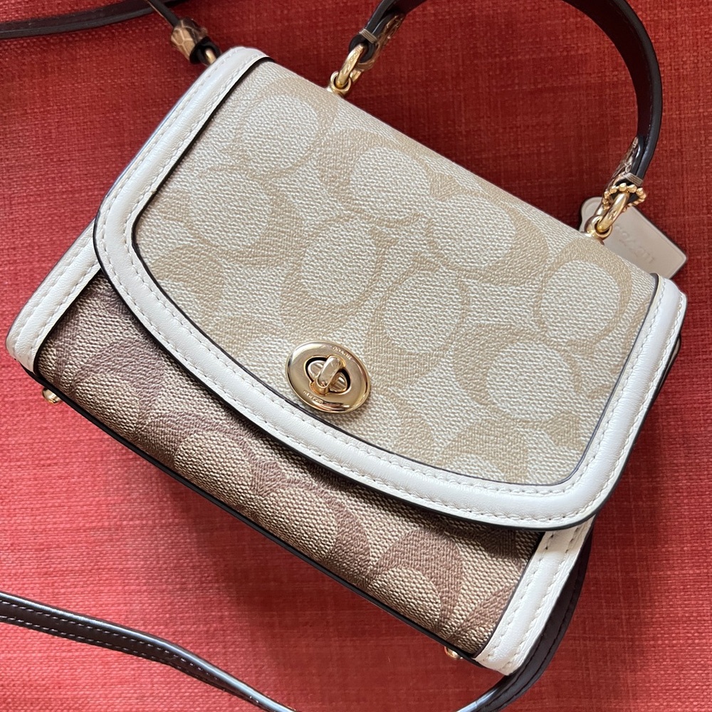 Coach Beige and Brown Women's Nano Bag